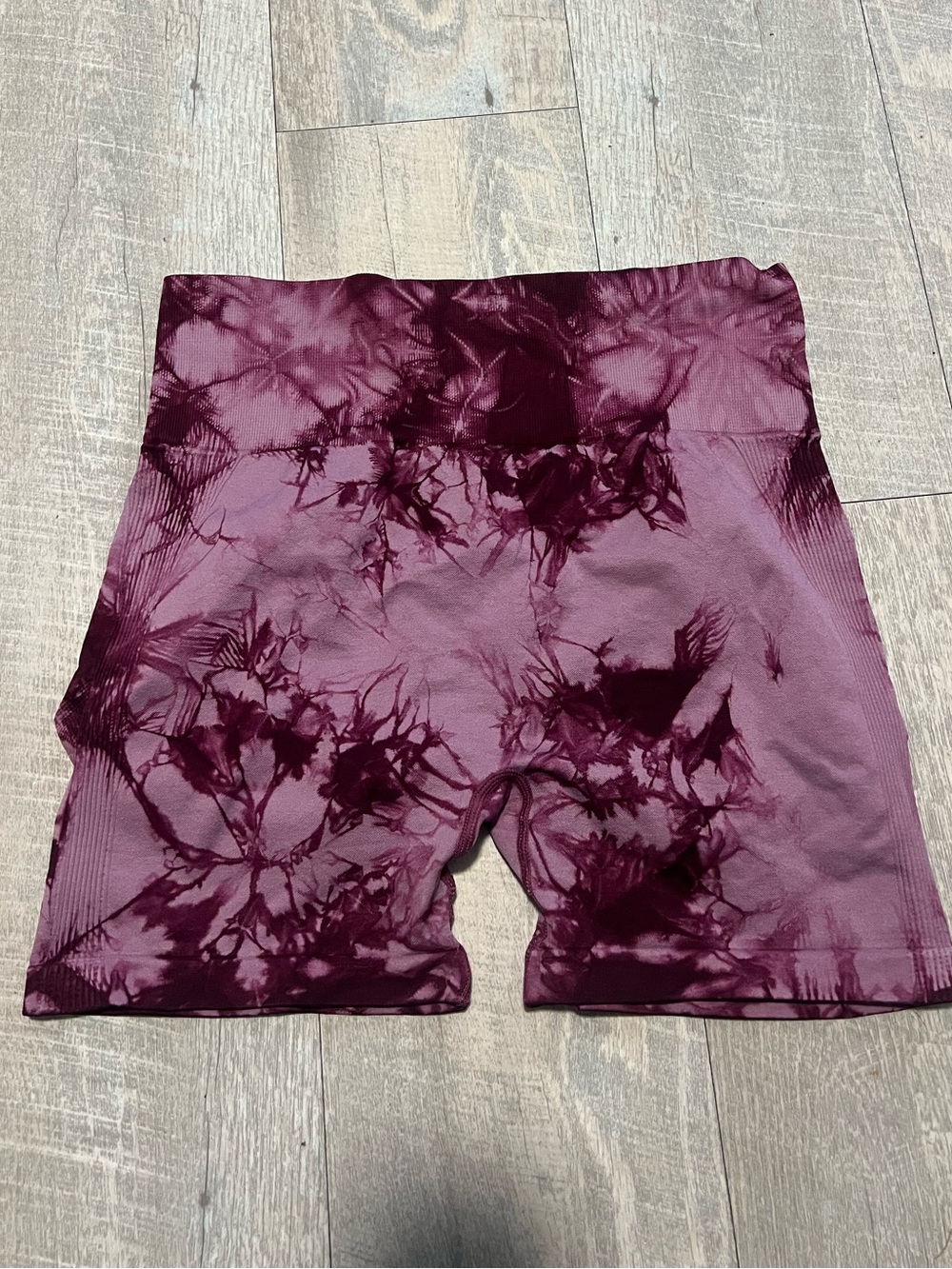 Amazon Women's Burgundy Tie-Dye High-Waist Bike Shorts